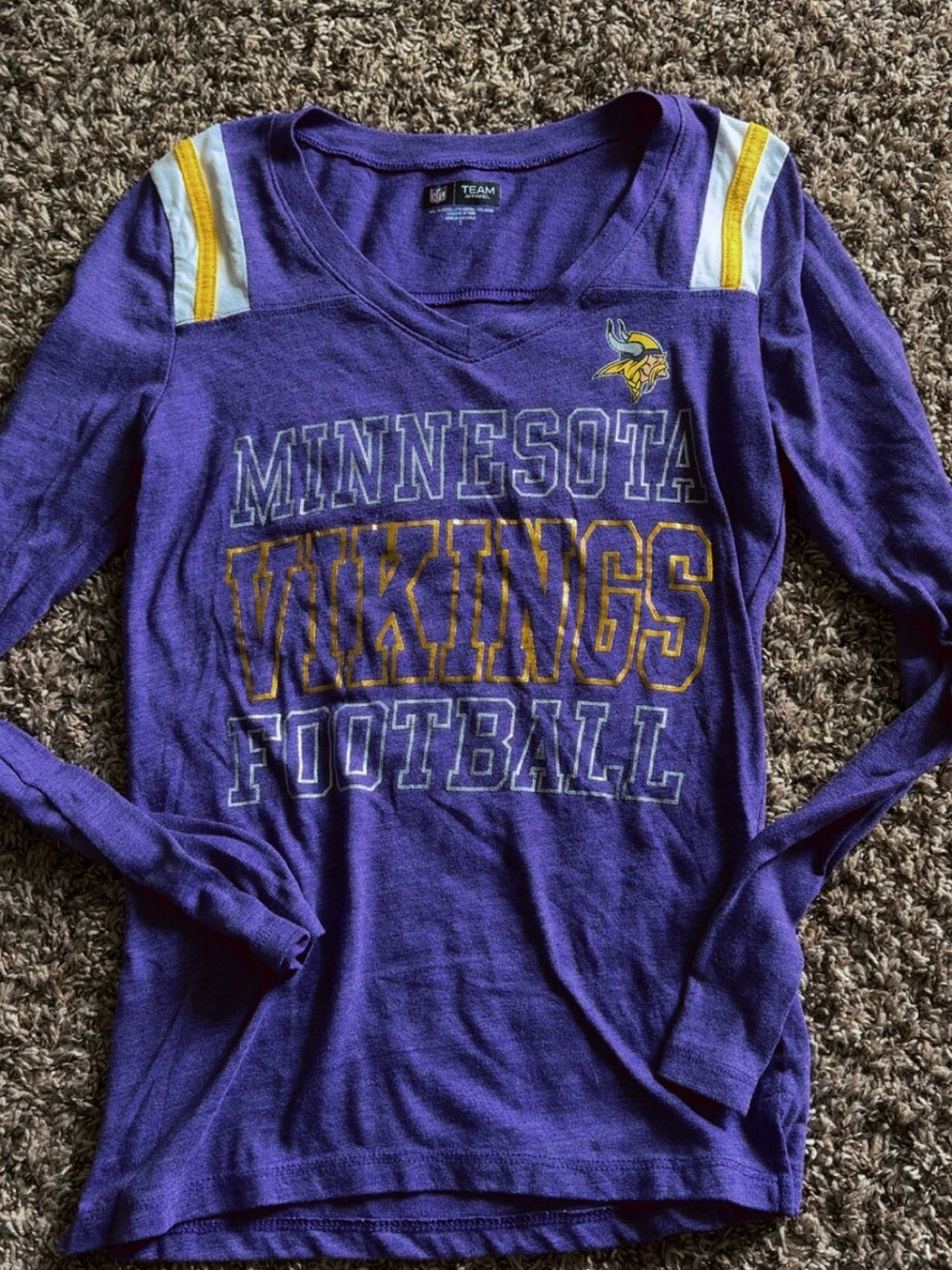 Team Apparel Purple Minnesota Vikings Long Sleeve Tee with Yellow Accents